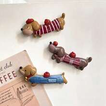 3/6 Pcs Dachshund Puppy Cartoon Refrigerator Magnets, Fun Animal Cute 3D Resin Magnetic Refrigerator Stickers, Unique, Home, Kitchen And Office Decor, Home Decoration, Birthday Gift Mother's Day Gift - Multicolor - View 4