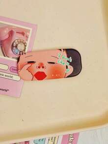 1pc Creative Mirror Phone Back Sticker Adhesive Folding Stand, Funny Cartoon Mirror Makeup Mirror For Girls, Sturdy Desktop Support For Watching Shows, Niche Design - Multicolor - View 6