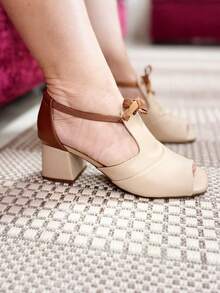 Lola MF Sandal | 4.5cm Block Heel | Exclusive Design | True To Size | Premium Comfort Insole - Apricot - View 7
