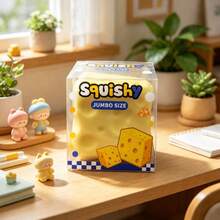 1pc Large Cheese Squishy Stress Toy, Super Soft Malleable Decompression Toy, Creative Food Shaped Sensory Toy, Suitable For Office Home Gift Company Stress Relief Toy, Coconut Oil Slow Rebound Squeeze Toy, Birthday Gift Party Favor Sensory Fingertip Toy - Multicolor - View 5