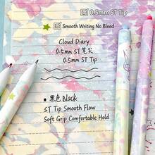 4pcs Macaron Color Gradient Floral Leaf Music Note Twist Neutral Gel Pens, 0.5mm Black Ink, Student Signature Pen For Exams - Multicolor - View 6