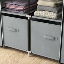 Fabric Wardrobe Space-Saving Closet With 5 Compartments & Clothes Rail, Zipper, Folding Wardrobe In Light Grey - 淺灰色 - 查看 7