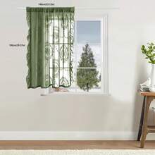 1pc Vintage Floral Lace Sheer Curtain, Retro Style Lightweight Long Pleated Ruffle Soft Light Gauze Curtain, Suitable For Home Decor All Seasons - Green - View 12