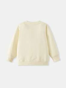 Girls Round Neck Long Sleeve Sweatshirt Rabbit Puppy Rainbow Flower Sun Print Loose Casual Pullover Sweatshirt For Toddlers And Young Children - Apricot - View 3