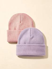 1pc/2pcs/3pcs Solid Color Children's Knitted Baby Hat, Suitable For 3-8 Years Old Boys And Girls, Autumn/Winter Outdoor Travel, Infant Warm Hat - Multicolor - View 5