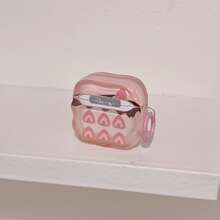 Pink Soft Series Cute Strawberry Chocolate Cake Pattern Full Coverage Wavy Edge Earphone Case Protective Cover + Pink Ring, Compatible With For Apple For Airpods 4/For Airpods Pro New/Pro 2/Pro 3, Suitable For Women - Pink - View 5