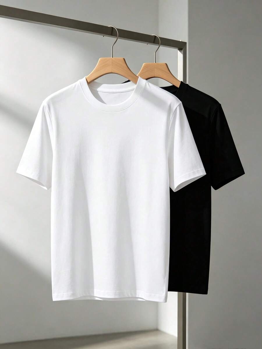 Men T-Shirts - White+Black - View 1