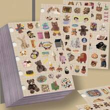8pcs Caramel Bear Convenience Store Die-Cut Stickers, Popular Brown Bear Healing Style Planner Scrapbook Material, Waterproof Sticker - Multicolor - View 1