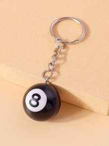 2pcs Billiard Ball Keychain,No.8 Black Pool Ball Pendant,Resin Key Ring,Car Key Holder,Backpack Charm,Novelty Game Accessory,Gifts For Men Friends - Multicolor - View 4
