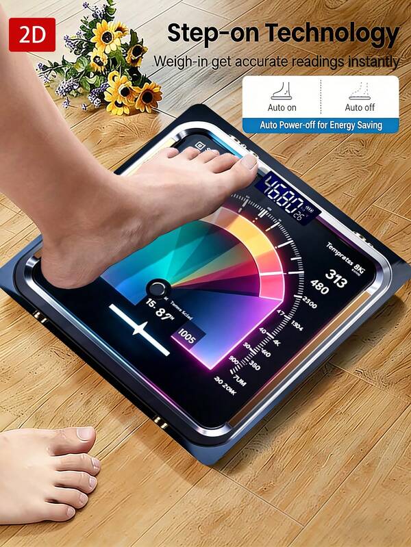 2D Flat Tempered Glass Digital Scale, Digital Weight Scale With Step-On Weighing Technology, Thick Tempered Glass LED Bathroom Scale, Digital Scale Weight Loss Gift Scale, Max Capacity 400 Lbs/180 Kg, Temperature Detection, Uses AAA Batteries (Not Included)