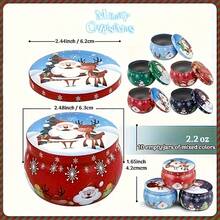 60pcs Christmas Candle Making Kit, 8pcs 2.5oz Random Christmas Pattern Empty Metal Candle Jars, Wicks, Wick Stickers, Wooden Wick Holders, DIY Scented Candle Handmade Set, Holiday Gift - Multiple Styles - View 3