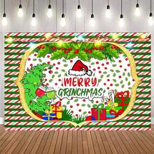 The Grinch Authorize Merry Christmas Children's Party Award Scene Birthday Party Background Banner. Christmas Themed Wall Decoration. Photo Background Garden Decor Outdoor. Ideal Choice For Celebration Events, Room Decoration, And Display Props - Multicolor - View 3