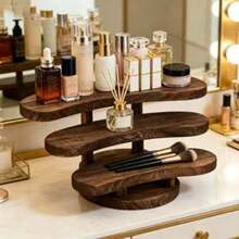 1pc Vintage Carbonized Wooden 3-Tier Desktop Storage Rack, Vertical Display Stand, Jewelry Display Rack, Wooden Tray Storage Holder, Wooden Tray, Cosmetics Perfume Jewelry Display Rack, Tea Ceremony Storage Rack; Suitable For Restaurant, Kitchen, Hotel, Home Storage - View 8