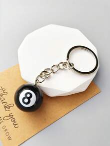 2pcs Billiard Ball Keychain,No.8 Black Pool Ball Pendant,Resin Key Ring,Car Key Holder,Backpack Charm,Novelty Game Accessory,Gifts For Men Friends - Multicolor - View 8