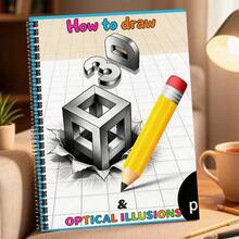 3D Optical Illusion Painting Tutorial Notebook, Learn To Draw Complex 3D Pattern Artworks, Spiral Bound, Suitable For Adult Leisure And Stress Relief, Multiple Styles Available (Pen Not Included) - Single Piece - View 2