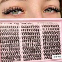 [Lowest Price In 30 Days]300pcs C-Curl Fluffy Black Colored Lightweight Cluster False Eyelashes, Thick & Voluminous Individual Lashes, Natural Black Makeup, Soft & Comfortable, Suitable Eyelash Extension At Home, Eyelash Clusters - F-CC Curl Wispy - 查看 3