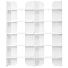 رف كتب بارتفاع 160 سم، رف قائم ب- 5 طبقات، سعة كبيرة، رفوف مفتوحة، رف كتب حديث لغرفة المعيشة والمكتب والدراسة والمكتب المنزلي - أبيض - مشاهدة 1