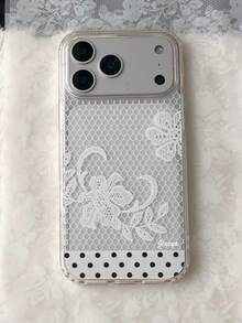 Fashionable Elegant Lace Mesh Flower Pattern Soft Transparent Phone Case Compatible With IPhone 18 17 Pro Max 18Pro 17Pro 16 Pro Max 16 15 14 13 Pro Max Stylish Lily Floral Clear Protective Cover - Lace Flowers - View 3