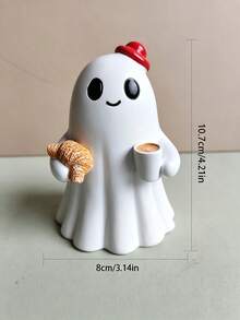 1件咖啡可頌幽靈小雕像，萬聖節氛圍裝飾，療癒風樹脂迷你擺飾，趣味設計，適合書架、桌面、玄關 - 多色 - 查看 6