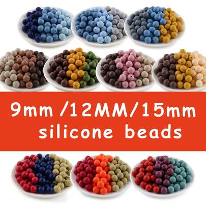 43pcs Silicone Beads, 9mm/12mm/15mm, Beads And Bead Combinations, 3-Color Mixed Round Beads, Dark Silicone Round Beads For Autumn/Winter, Suitable For DIY Handmade Jewelry, Bracelets, Lanyards And Pen Beads, Jewelry Decoration Accessories, Handmade Jewelry Accessories, Bracelet Making, Seasonal Beads, Durable Silicone, Flexible Material, Jewelry Beads, Decorative Beads, Craft Enthusiasts, Jewelry Makers