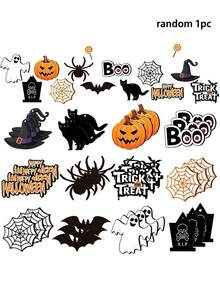 12 Stücke Halloween Holz Hohlbaum Hängedekorationen, Trick Or Treat Partyzubehör, klassische Farbgebung Halloween Hängedekoration, beleuchtet Heimdekoration, süße und schöne Schriftart, perfektes Geschenk der Liebe und des Segens für die Familie - A - Übersicht 7