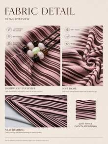 GLOpass 復古性感波希米亞風對比色條紋細肩帶背心上衣，休閒街頭約會度假女款粉色夏季背心 - 粉色 - 查看 11