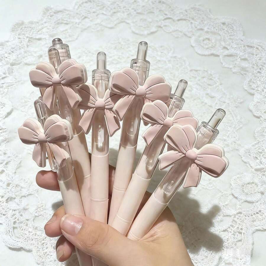 50pcs Bowknot Ballpoint Pens, Cute Pink Bowknot Design, Party Favors, Gift Pens, Party Supplies - Multicolor - View 1