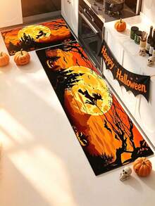 1/2pcs Halloween Witch Pattern, Vintage Diatomaceous Earth Mat, Super Absorbent, Non-Slip, Perfect For Bathroom, Kitchen And Dining Room, Quick Dry, Machine Washable, Ideal Gift For Home Decor And Bathroom Mat - Multicolor - View 3