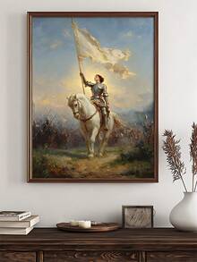 1pc Lady Warrior & Her Wolf On A Snowy Forest Art Print,Joan Of Arc Oil Painting, Medieval Knight Woman Religious Art, Bedroom Decor,LivingRoom Decor,Dorm Decor,Wall Arts,Wall Decor,Home Decor,Room Decor, Canvas Wall Art, Posters,Optional Frame - 1PCS - View 4