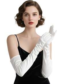1對 D EXCEED 1920年代短款緞面歌劇手套 女款婚禮新娘手套 茶會手套 復古 Flapper 裝扮配件 萬聖節飾品 - 多色 - 查看 7