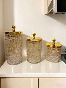3-Piece High-End Multifunctional Airtight Containers, European-Style Leak-Proof Sealed Containers, Suitable For Tea, Grains, Candies, Kitchen Storage And Preservation, Kitchenware, Jars, Dry Foods, Spices, Coffee, Space-Saving And Anti-Drop. - Multicolor - View 16