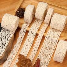 4.2cm Beige Lace Trim, Cotton Crochet Lace, Suitable For Sewing Crafts, Gift Wrapping, Wedding Dress Applique Decoration And Other Uses, Fabric For Sewing, Halloween Craft Materials, Ribbon Fabric, Craft Supplies - Multiple Styles - View 10