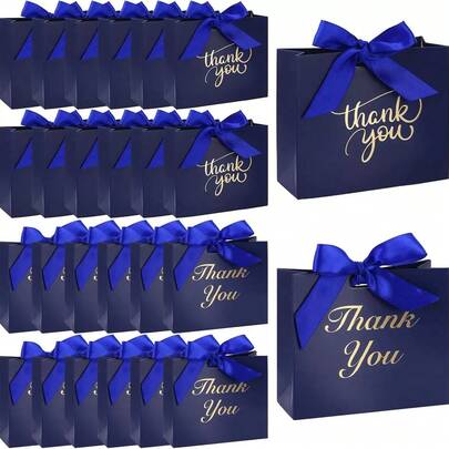 24/12pcs Thank You Gift Bags, Suitable For Various Party Favors, Birthday, Wedding And Bridesmaid Celebrations, Wedding Supplies, Wedding Gifts For Guests, Gift Boxes, Reception Wedding Decor