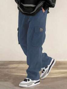 Men's Casual Summer Lightweight Cargo Pants Fashion Multi-Pocket Long Pants Sports Fall - Navy Blue - View 3