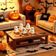 Halloween Ghost Mini Figurine Set, Cute Mini Ghost Home Decor, Holiday Home Decor Upgrade, Office Desk Halloween Party Decoration, Autumn Seasonal Desktop Ornament - A - View 8
