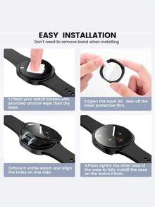 3 In 1 Case With Tempered Glass Screen Protector Compatible With Samsung Galaxy Watch 8/9 40mm 44mm Ultra-Thin Full Coverage Hard PC Anti-Scratch Anti-Slip Anti-Collision High-Definition Protective Case Galaxy Watch 8/9 Protective Shell 44mm 40mm Sports Accessories Classic Watch 9 Watch 8 Unisex, Black/Transparent/Rose Gold/Starlight - Integrated Case and Film - View 12