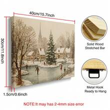 1pc Framed/Unframed Snowy Town Square Christmas Tree Canvas Poster Winter Wonderland Ice Skating Wall Art Print Xmas Festival Nordic Decor Rustic Painting For Apartment,Living Room,Bedroom,Modern Home Decoration - A - View 11