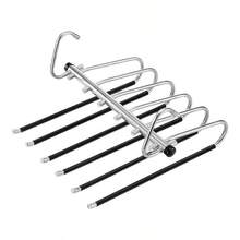 1pc Stainless Steel 6-Layer Magic Pants Hanger - With Anti-Slip Strips, Reinforced Thick Heavy-Duty Multi-Layer Pants Rack With No-Mark Magic Clips, Space-Saving Closet Organizer, Suitable For Rod/Ceiling, Adjustable Pole, Fit For Home/Office/Hotel - View 7