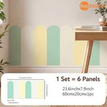 SUPSTICKER 6入波希米亞風扇形拱門牆貼，可移除 PVC 牆貼，適用於兒童房、嬰兒房、臥室，7.68x23.43 英吋 - 彩色 - 查看 18