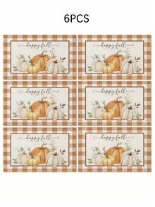 1pc/4pcs/6pcs,Autumn Pumpkin Table Placemats,Rectangular Tablecloth,Washable,Suitable For Home Dinner,Coffee Table,Durable Kitchen And Dining Room Decor,Table Decoration For Parties And Scene Decor,Home Decor - Multicolor - View 11