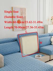 1pc Plush Sofa Cushion Cover, Elastic Thickened Non-Slip Sofa Cover, Suitable For Living Room, Bedroom, Outdoor Sofa, Protects Sofa From Pet Damage, Fits L-Shaped Single Sofa And 1/2/3/4 Seater Sofa, Autumn/Winter Home Decor Sofa Cover - Blue - View 12