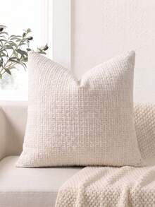 1pc Chenille Decorative Pillow Cover, Soft Woven Texture Luxury Cushion Cover For Bed And Living Room Sofa - Beige - View 8