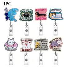 1pc Glitter Butterfly Retractable Badge Holder Nurse Badge Clip Workplace Fun Scroll Badge Reel - Multicolor - View 6