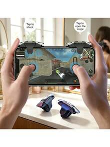 2 Metal Mechanical Triggers | Universal For All Smartphones | One-Button Burst Fire For Mobile/COD | Ergonomic Non-Slip Grip Comfortable Play | Fast Response High Accuracy Gaming Buttons | Pocket-Sized Foldable Durable Gaming Accessory - Multicolor - View 2