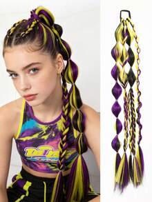 24 Inch Synthetic Bubble Ponytail Hair Extensions, Lightweight Colorful Hair Bundles For Women And Girls, Daily And Party Use - Multicolor - View 12