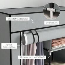 Fabric Wardrobe Space-Saving Closet With 5 Compartments & Clothes Rail, Zipper, Folding Wardrobe In Light Grey - 淺灰色 - 查看 5