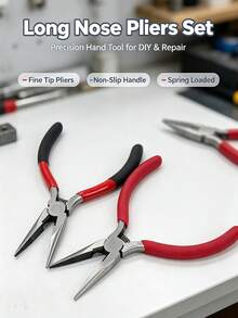 Heavy Duty Precision Needle Nose Pliers Kit Non Slip Comfort Grip Spring Return Design Multi Purpose Hand Tool For Craft Jewelry Electronic Wire Repair Household Work - A - View 1