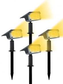 POSE UP 1/2/4/6pcs Solar Spotlights 38LED Outdoor Solar Flood Lights IP68 Waterproof Landscape Lighting Adjustable Solar Garden Lights With Auto On/Off Sensor Suitable For Yard Lawn Patio Villa Path Driveway And Holiday Decoration - Black and White - View 12