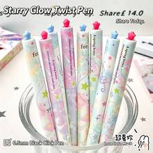 4pcs Macaron Color Gradient Floral Leaf Music Note Twist Neutral Gel Pens, 0.5mm Black Ink, Student Signature Pen For Exams - Multicolor - View 1