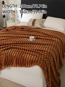 1pc Luxury Double-Sided Comfortable Striped Blanket, Soft & Warm, Suitable For Nap, Office, Camping, Sofa - Multi-Purpose Polyester Bed Sheet, Perfect Christmas Gift, Compressed Packaging, Lightweight & Elegant, Cloud-Like Touch - Mocha Brown - View 12